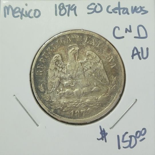 Mexico 1879 50 Centavos CnD AU