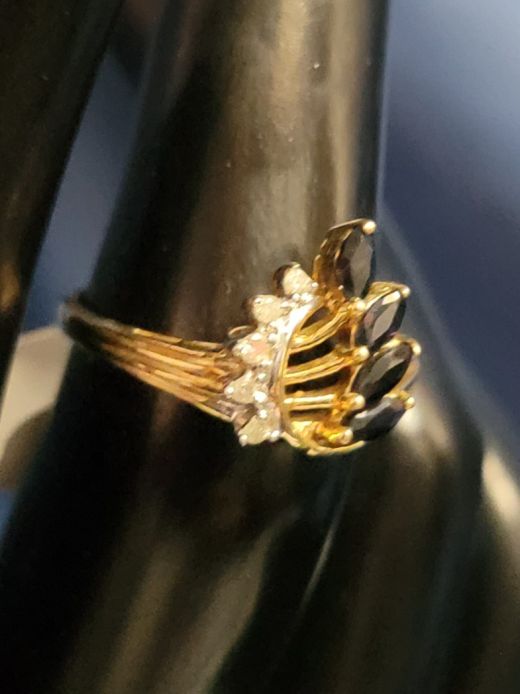 Elegant Sapphire and Diamond Set in 10k Gold Ring Size 6.75 
