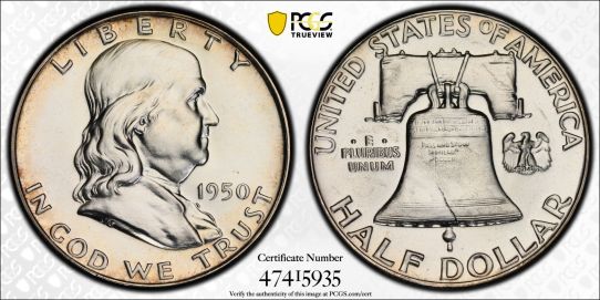 1950 Proof 50c Franklin Half Dollar PCGS PR66 47415935