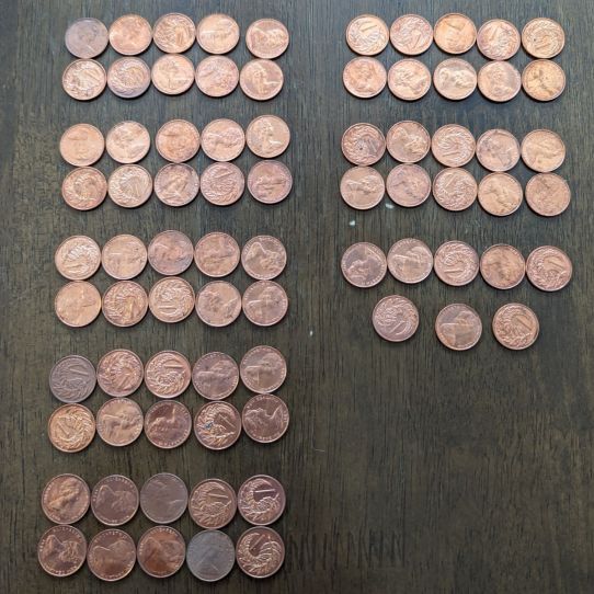 Lot of 78 Coins 1c New Zealand Queen Elizabeth II year 1980