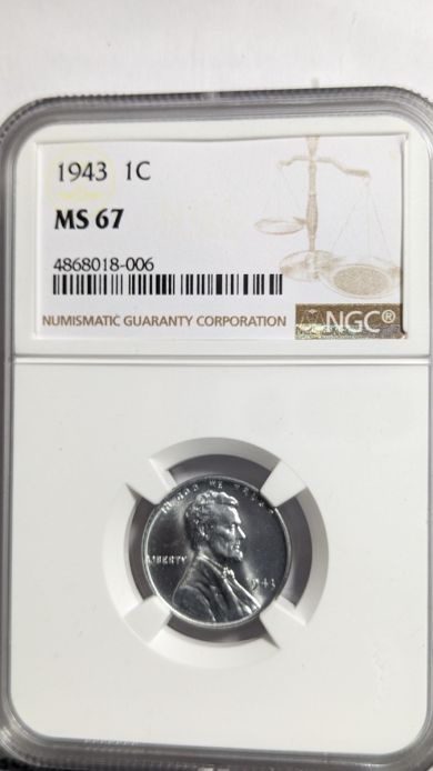 1943 1C NGC MS67 Steel Cent - 4868018-006