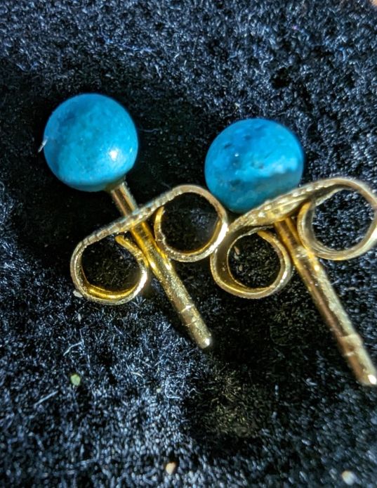 14K Gold Turquoise Stud Earrings