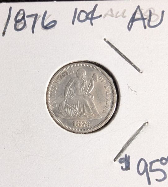 1876 Seated Liberty Dime 10C - Circulated