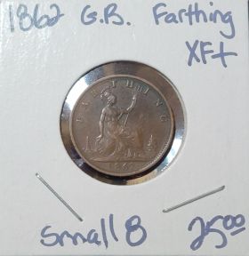 1862 Great Britain Farthing Small 8