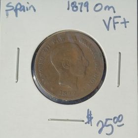 1879 OM Spain Cinco Centimos Coin