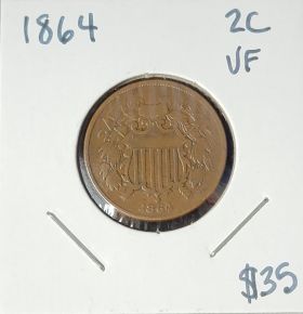 1864 2C Two Cents Coin