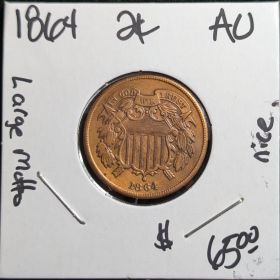 1864 2c Two Cents Large Motto AU