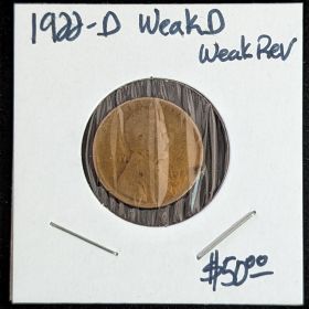 1922-D 1c Weak D Weak Reverse One Cent Coin