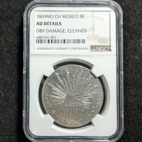 1869  MO CH Mexico 8R Coin NGC AU Details OBV Damage  6481031-001