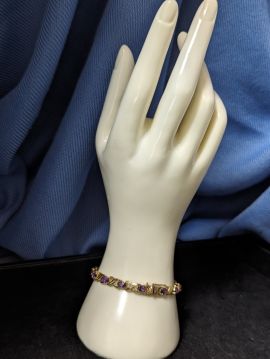 14K Gold Amethyst Bracelet Size 7