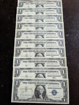 10 Crisp Sequential 1957 A Silver Certificates