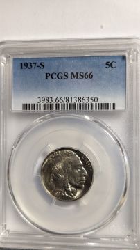 1937-S 5C PCGS MS66 - 81386350