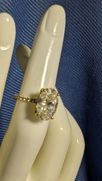 3.21 C. Oval Brilliant E VS1  IGI Certified Lab Diamond 14K Gold Ring #4.5 