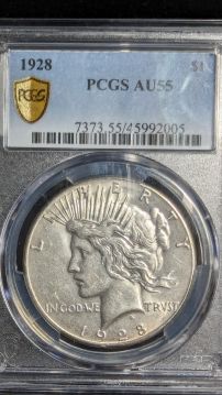 1928 $1 Peace PCGS AU55 - 45992005