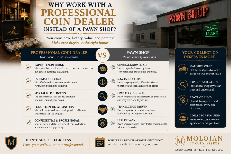 Why work with a professional coin dealer instead of a pawn shop?